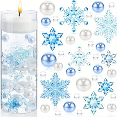 Christmas Vase Snowflake Decoration Kit Pearl Water Floating Candle