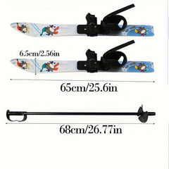 Beginner Ski Boards & Poles Set w/ Fixators Winter Sports Equipment