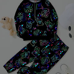 Toddler Boy's Bear Pattern Outfit 2pcs Sweatshirt & Sweatpants Set