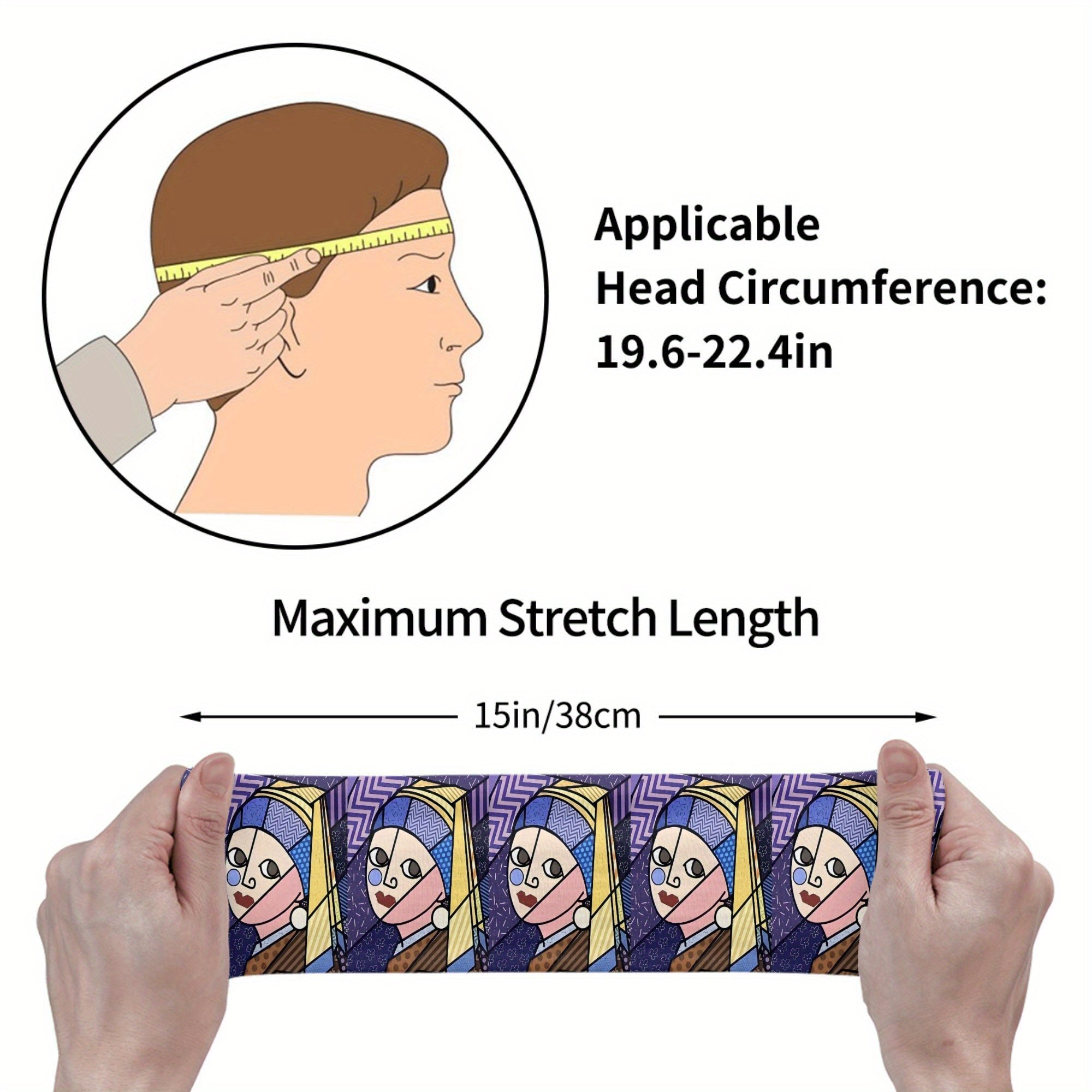 Unisex Sports Headband Sweat Wicking Polyester Mosaic Art