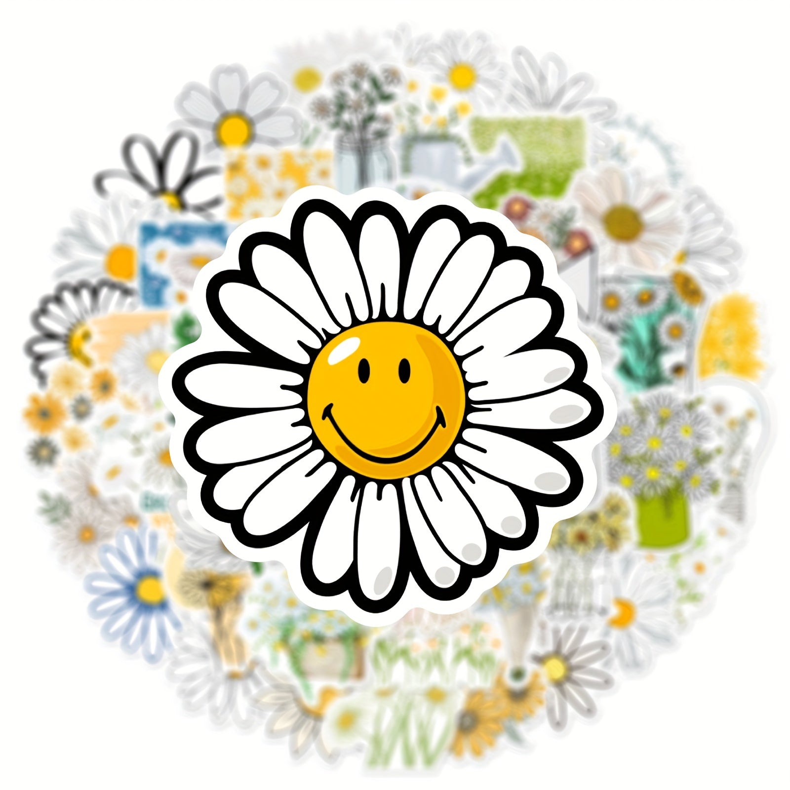 50Pcs Daisy Graffiti Stickers Waterproof DIY Creative Stickers