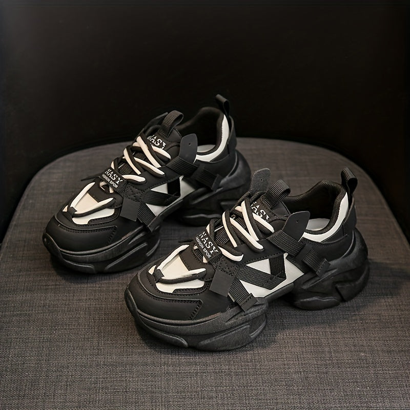 Thick Sole Chunky Sneakers Lace-up Running Shoes Women's Footwear