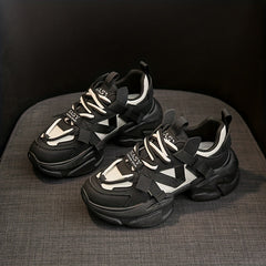 Thick Sole Chunky Sneakers Lace-up Running Shoes Women's Footwear