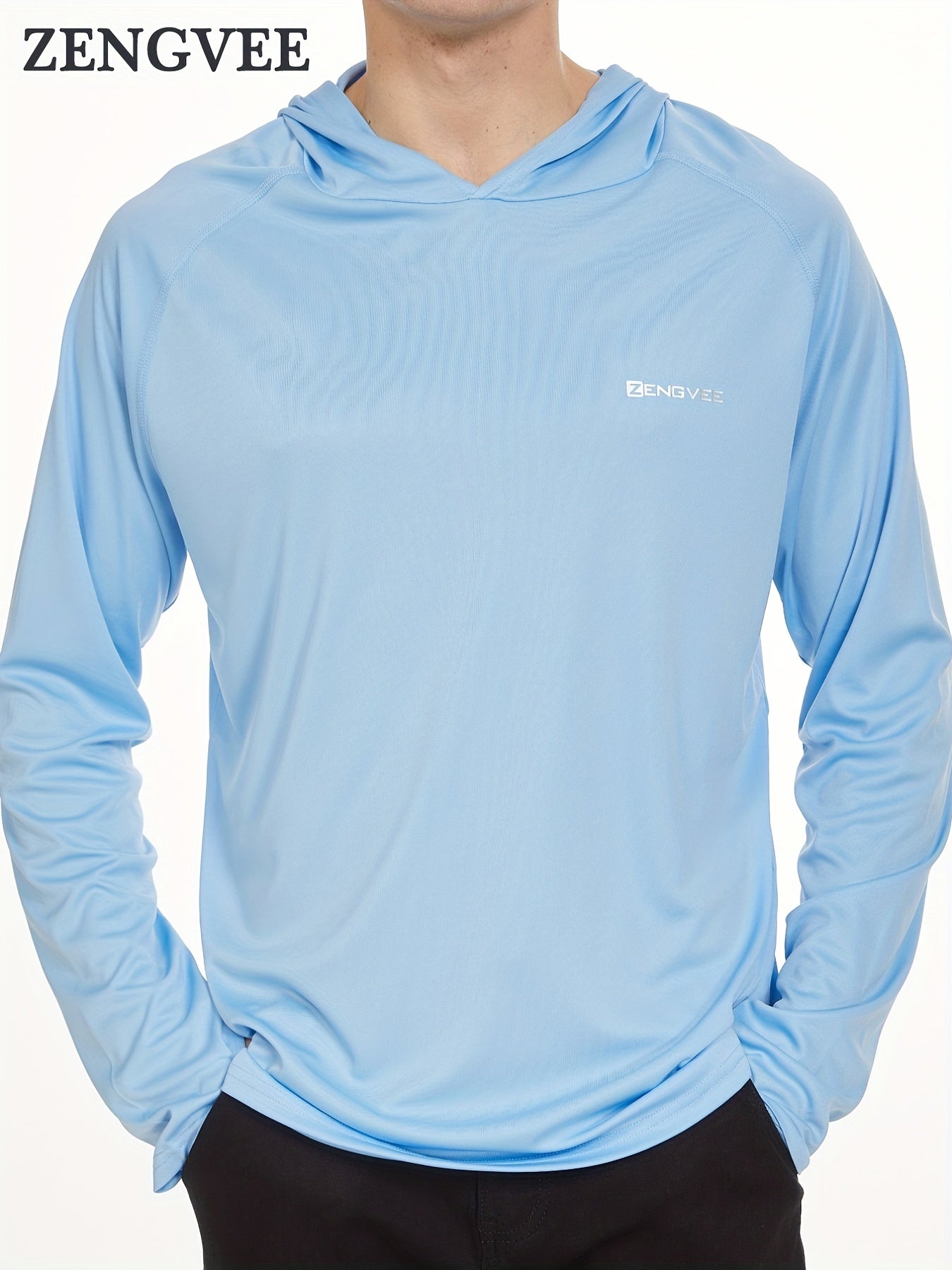 ZENGVEE Men's UPF 50 Sun Protection Hooded Shirt Quick Dry