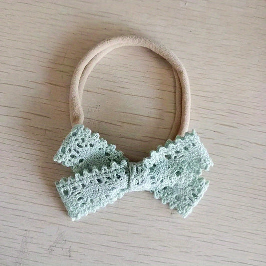 Infant Baby Nylon Soft Hairband Plaid Bow Headband