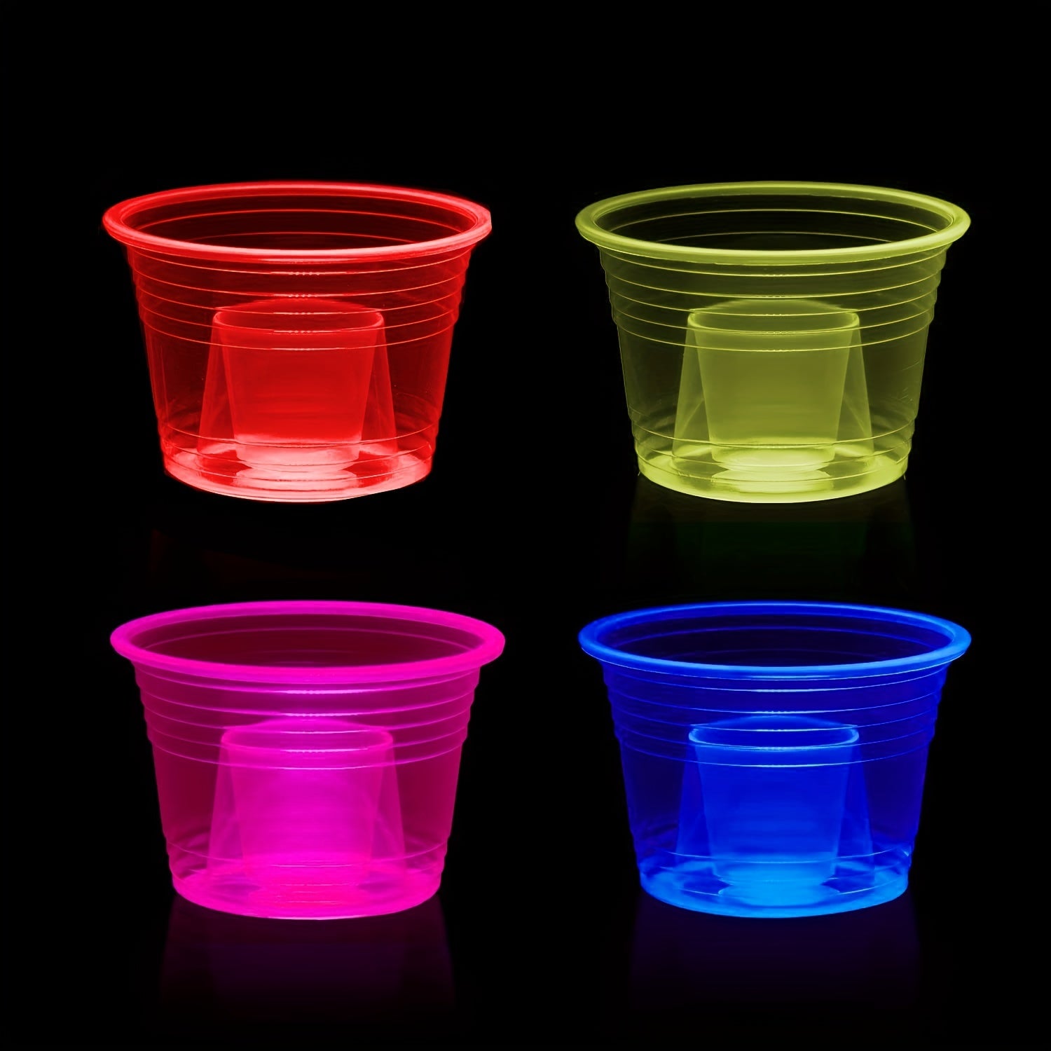 25 Double Fluted Depth Bomb Cups - Soft Plastic Cups - 1 oz Inside, 3 oz Outside