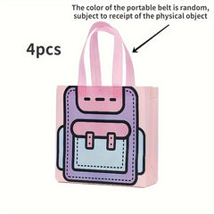 4pcs Portable Non-woven Bag Snack Bag Kindergarten Cartoon Gift Bag