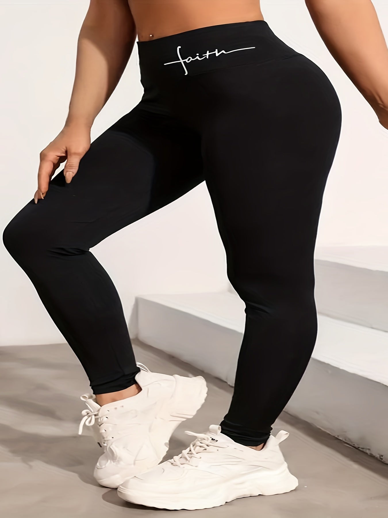 Women's Plus Letter Print Skinny Leggings