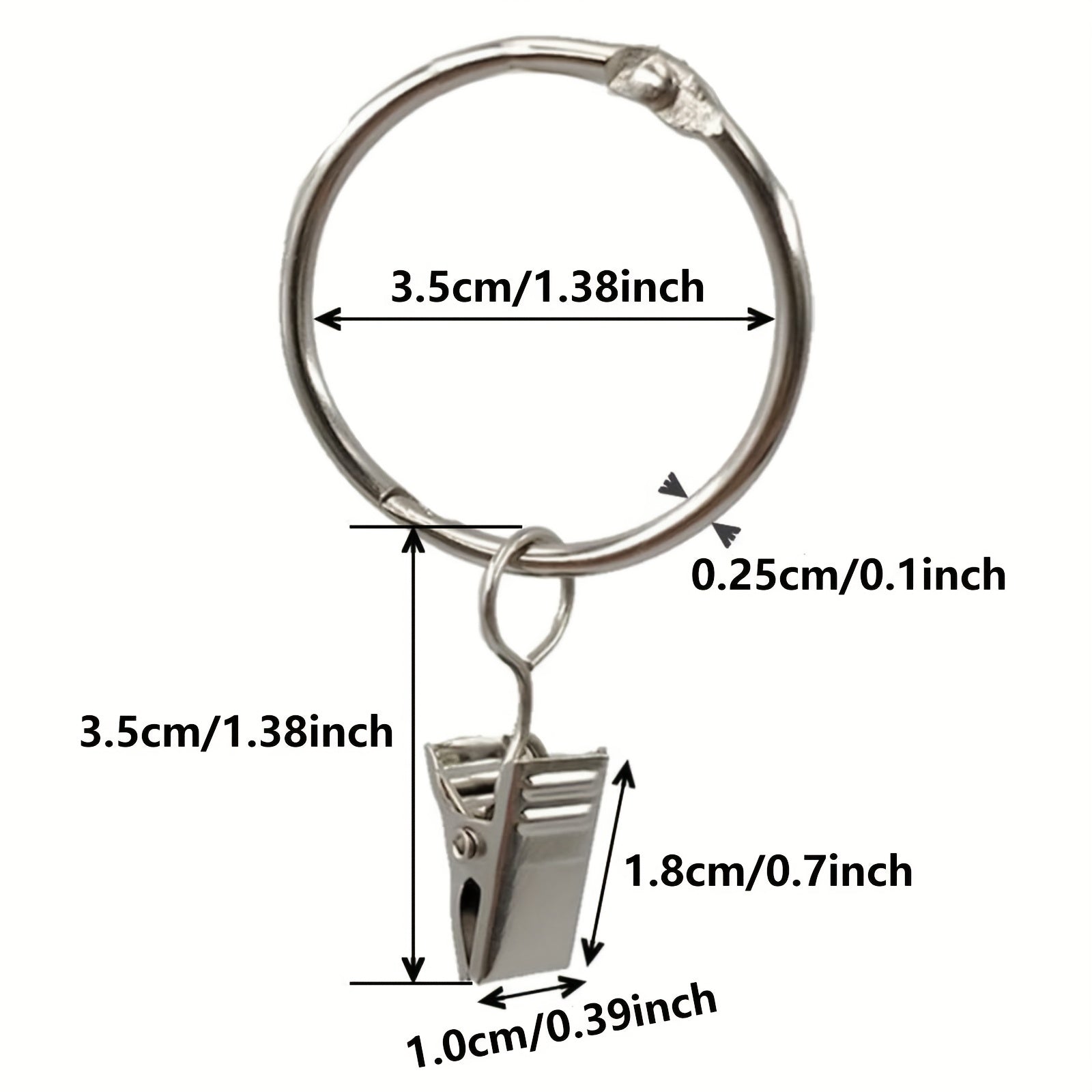 40Pcs Metal Curtain Rings with Clips 3.51 cm Interior