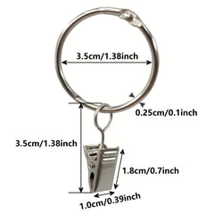 40Pcs Metal Curtain Rings with Clips 3.51 cm Interior