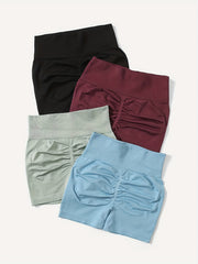 4pcs Seamless Yoga Sports Shorts Tummy Control Biker Fitness Shorts