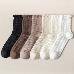 6 Pairs Comfy & Ruffle Women's Textured Socks