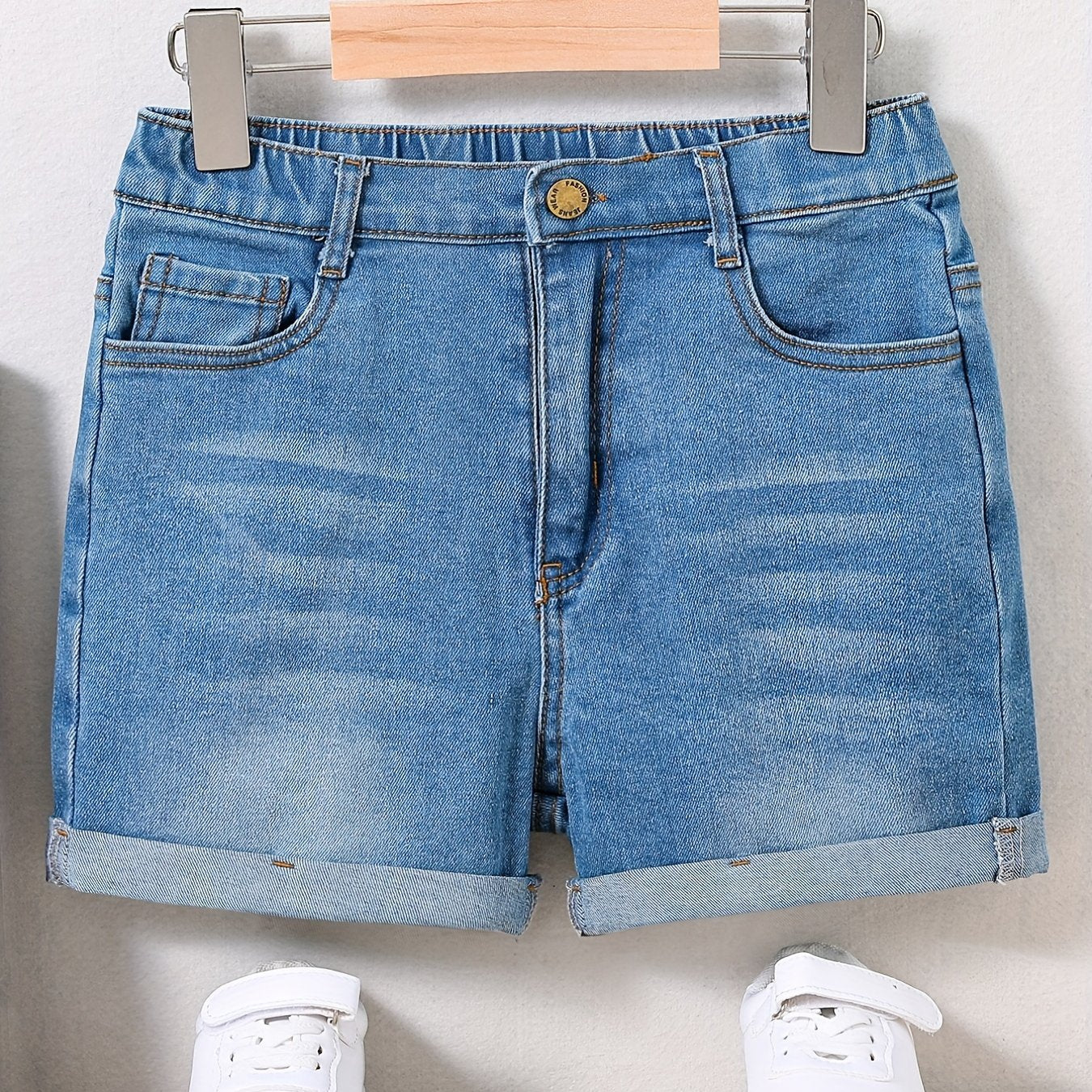Girls Vintage Style Denim Skinny Shorts Stretchy Slim Fit Casual Summer Shorts