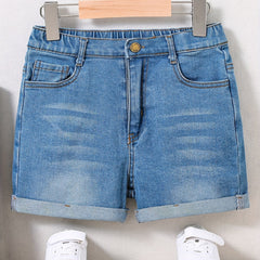Girls Vintage Style Denim Skinny Shorts Stretchy Slim Fit Casual Summer Shorts