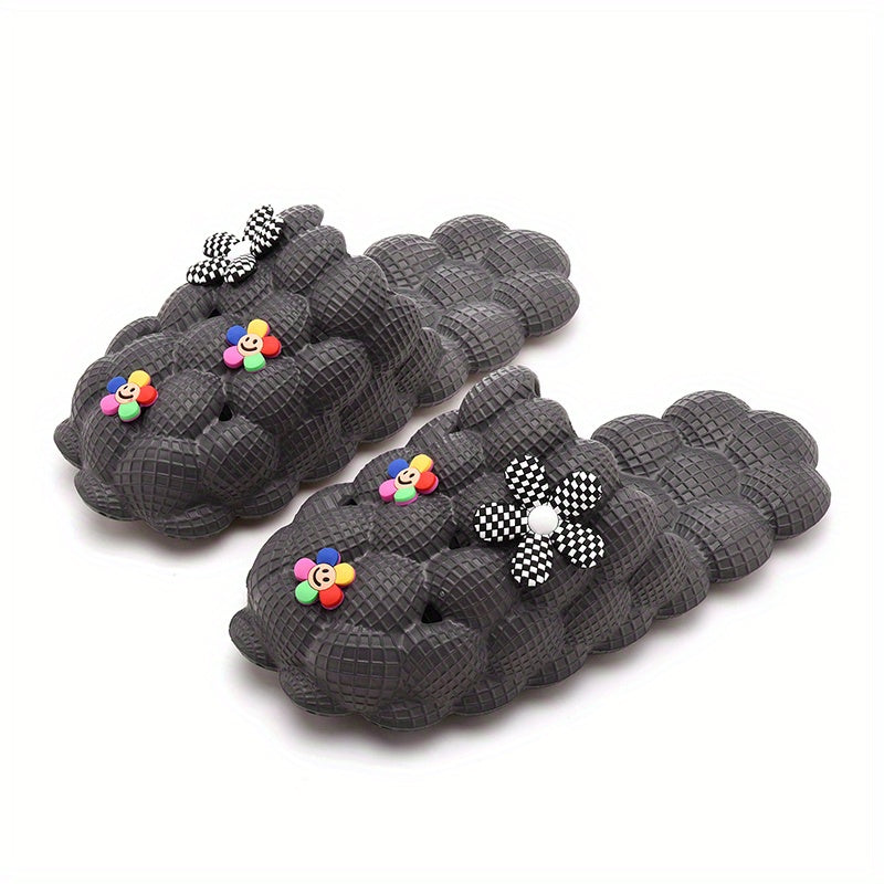 Women's Floral Slides Slippers Cartoon Bubble Slip On Shoes