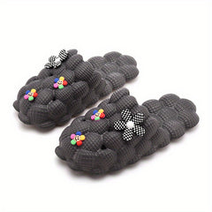 Women's Floral Slides Slippers Cartoon Bubble Slip On Shoes