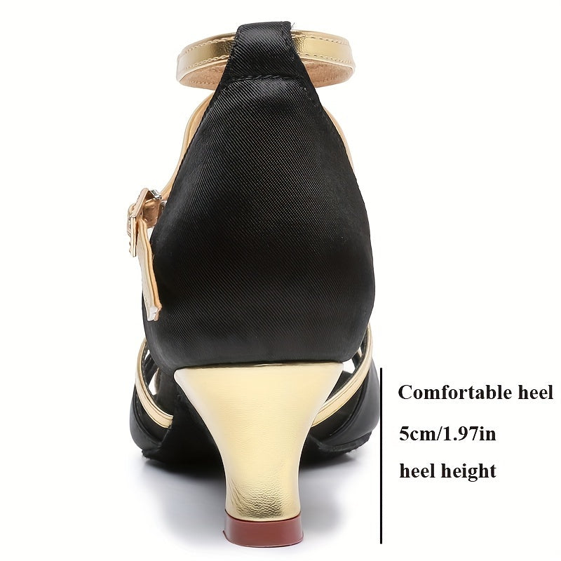 Women's Non Slip Satin Latin Dance Shoes Medium Heel