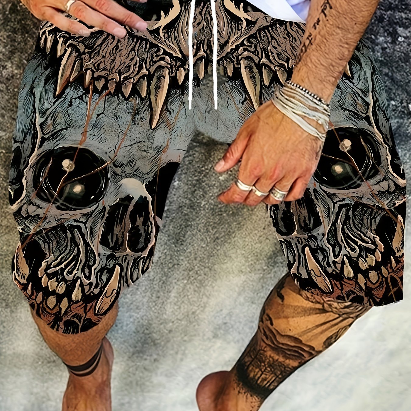 Men's Skull Graphic Shorts - Casual Summer Outfit