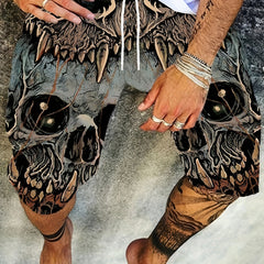 Men's Skull Graphic Shorts - Casual Summer Outfit
