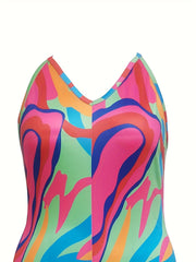 Casual Jumpsuit Women's Plus Random Print Wide Leg Cami Jumpsuit
