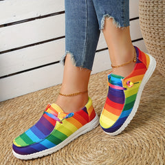 Women's Colorful Striped Canvas Shoes Lightweight Low Top Shoes