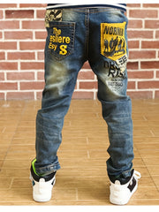 Boys Letter Pattern Jeans Denim Pants
