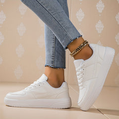 Faux Leather Flat Skate Shoes Non Slip Outdoor Sneakers
