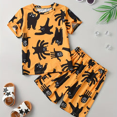 2pcs Boys Cartoon Graphic T Shirts & Shorts Set Kids Summer Clothes