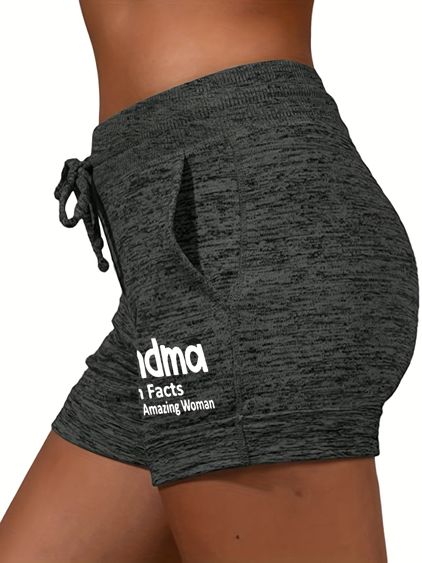 Letter Print Drawstring Casual Shorts for Women
