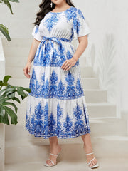 Boho Kaftan Dress Women's Plus Tribal Print Maxi Dress