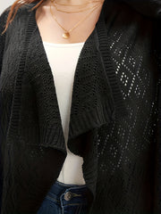 Solid Knit Top Open Front Long Sleeve Cardigan