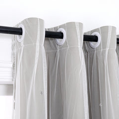 Blackout Star Window Curtain With Tulle Overlay