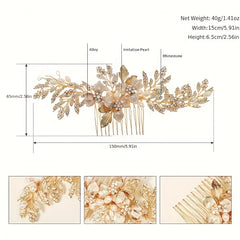 Bridal Flower Hair Comb Head Jewelry Faux Pearl Hair Comb Wedding Insert Comb
