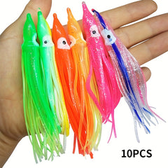 10pcs Rubber Squid Octopus Soft Bait Fishing Lures Mix Colors