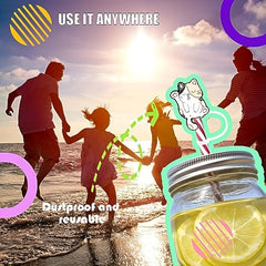 8pcs Cartoon Cat Straw Covers Reusable Silicone Drinking Straw Stopper