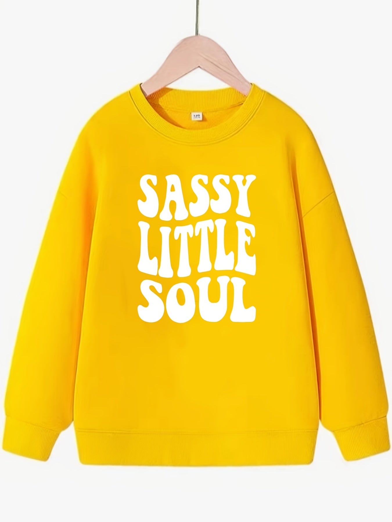 Girls Sassy Little Soul Print Crew Neck Sweatshirt Top Pullover