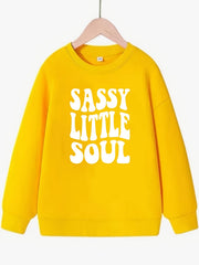 Girls Sassy Little Soul Print Crew Neck Sweatshirt Top Pullover