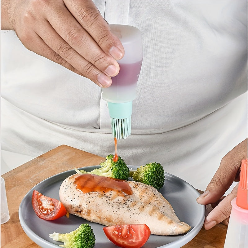 2pcs Silicone Bottle Brushes with Lid - Heat Resistant, Space-Saving