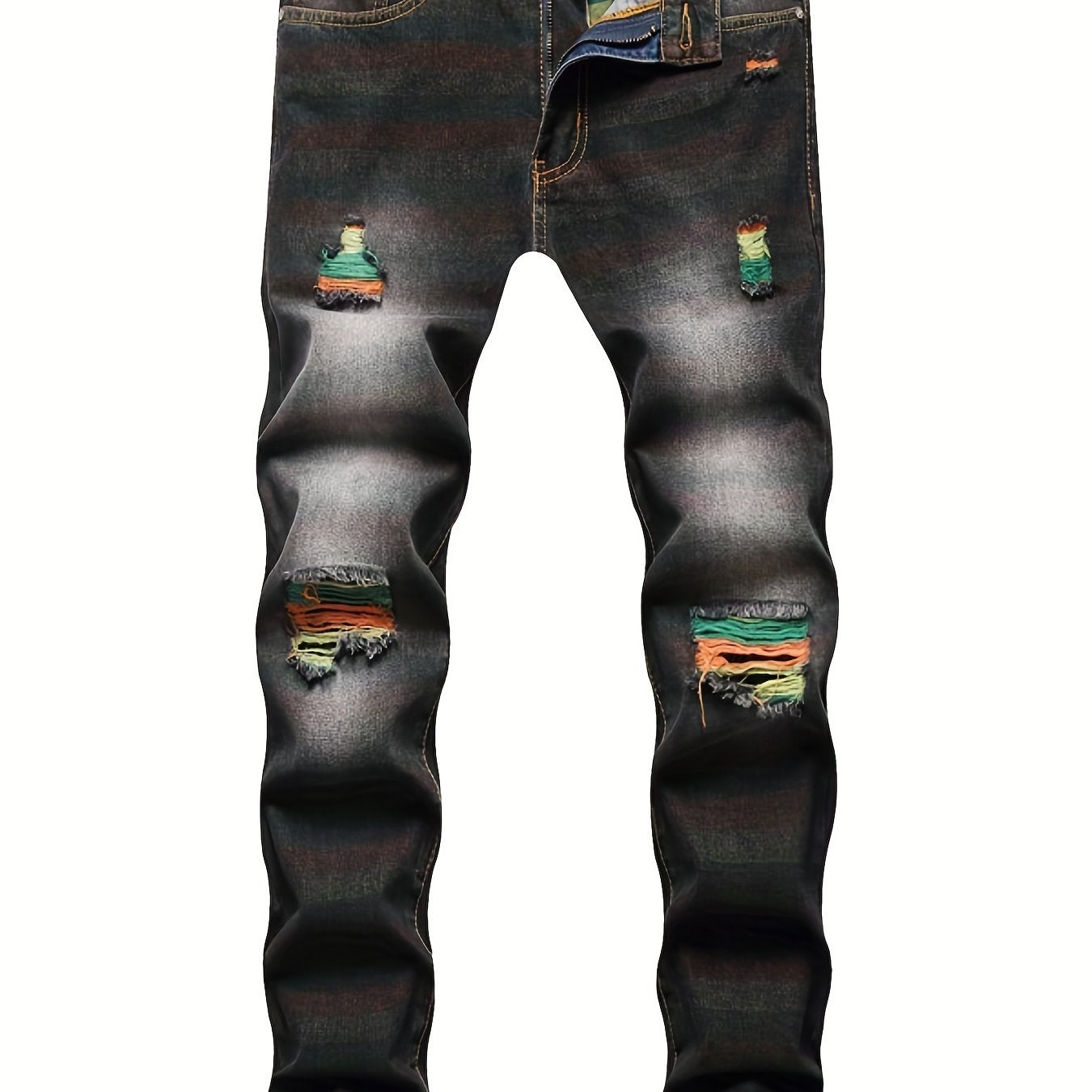 Men's Ripped Cotton Jeans Street Style Denim Pants
