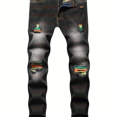 Men's Ripped Cotton Jeans Street Style Denim Pants