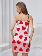 Heart Print Spaghetti Strap Nightdress