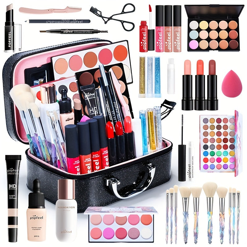 Complete Women's Makeup Set - Eyeshadow Palette Lipstick Concealer Blush