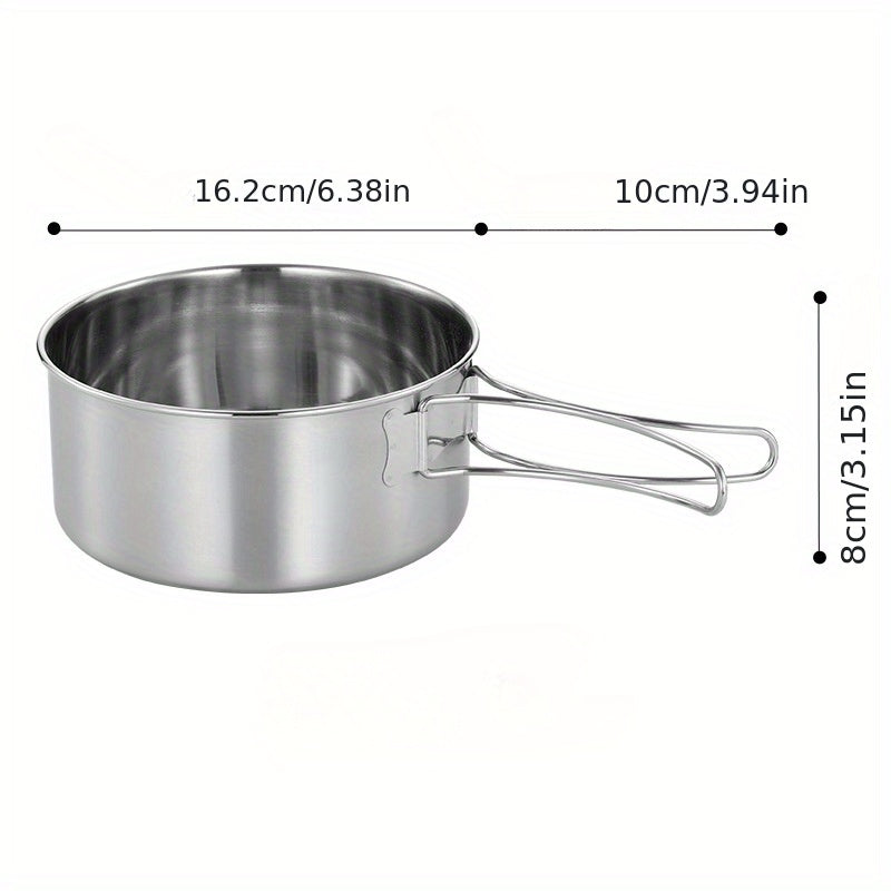 304 Stainless Steel Camping Cutlery Foldable Handle Bowel