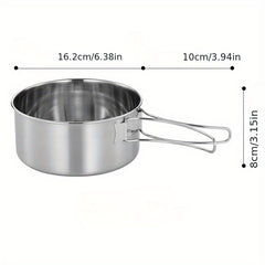 304 Stainless Steel Camping Cutlery Foldable Handle Bowel
