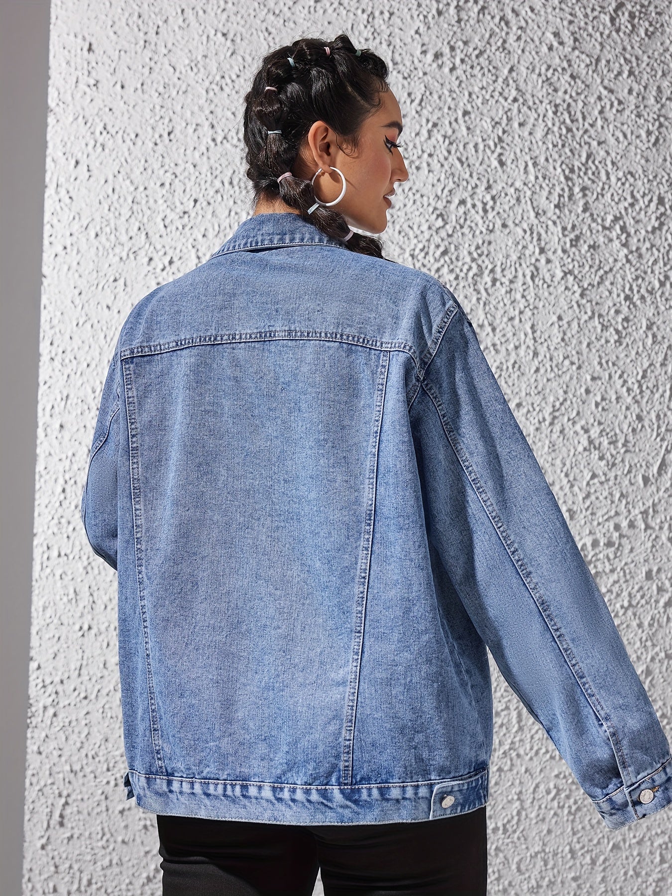 Retro Denim Jacket Women's Long Sleeve Button Up