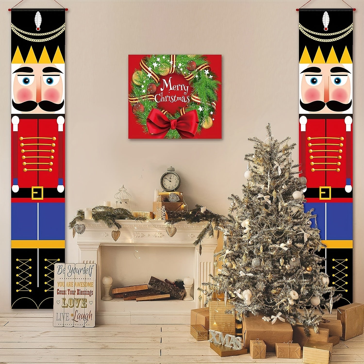 Nutcracker Christmas Decor Soldier Model Banner Outdoor Hanging Sign