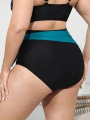 Colorblock Bow Knot High Waist Bikini Bottoms