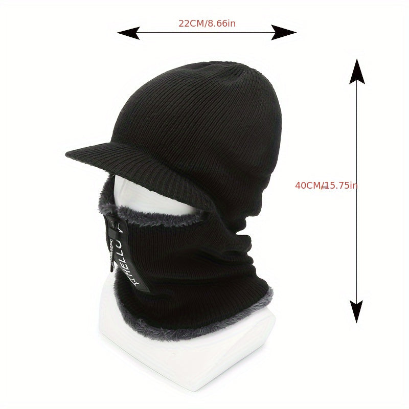 Winter Warm Knitted Ear Protection Hat and Scarf Set