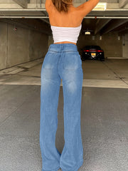 Loose Fit High Waist Jeans Non Stretch Denim Pants