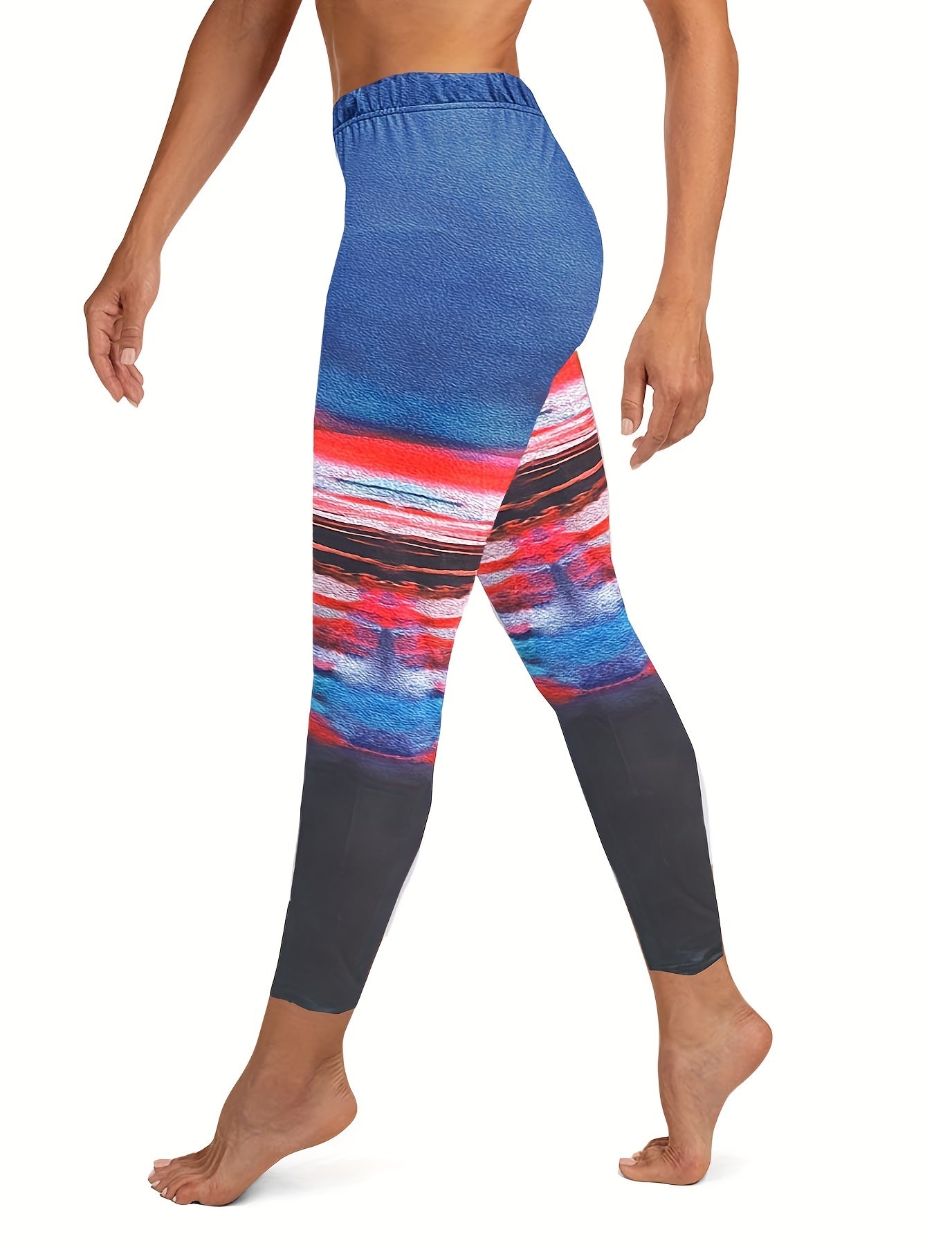 Sunset Print Skinny Leggings High Waist Stretchy Leggings